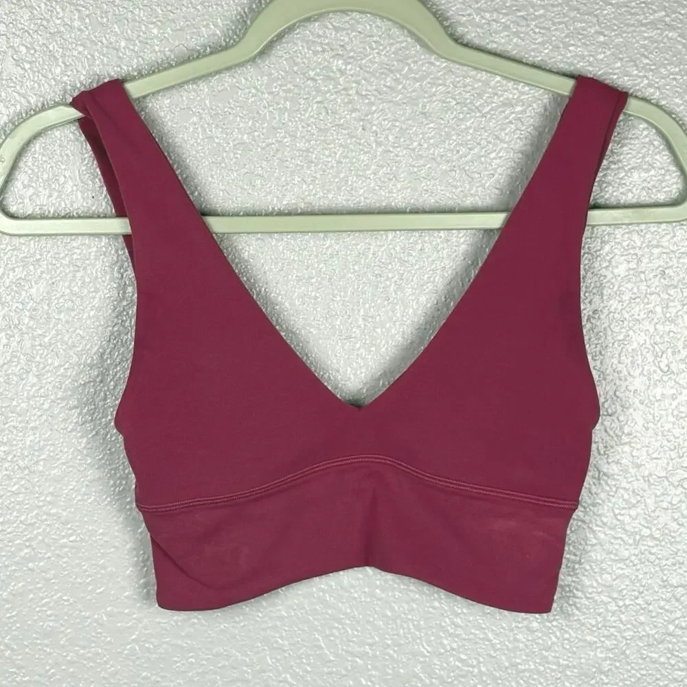 LuluLemon Size 2 Pink Align V-Neck Sports Bra Light Support Athleticwear *flawed
